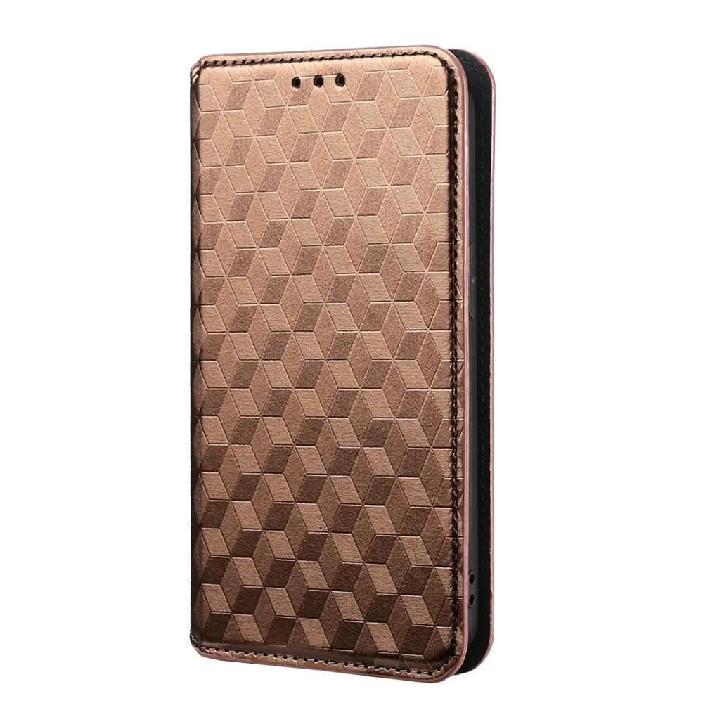 For Redmi Note 14 Pro+ 5G Cubic Grid Texture Flip Leather Phone Case(Brown)