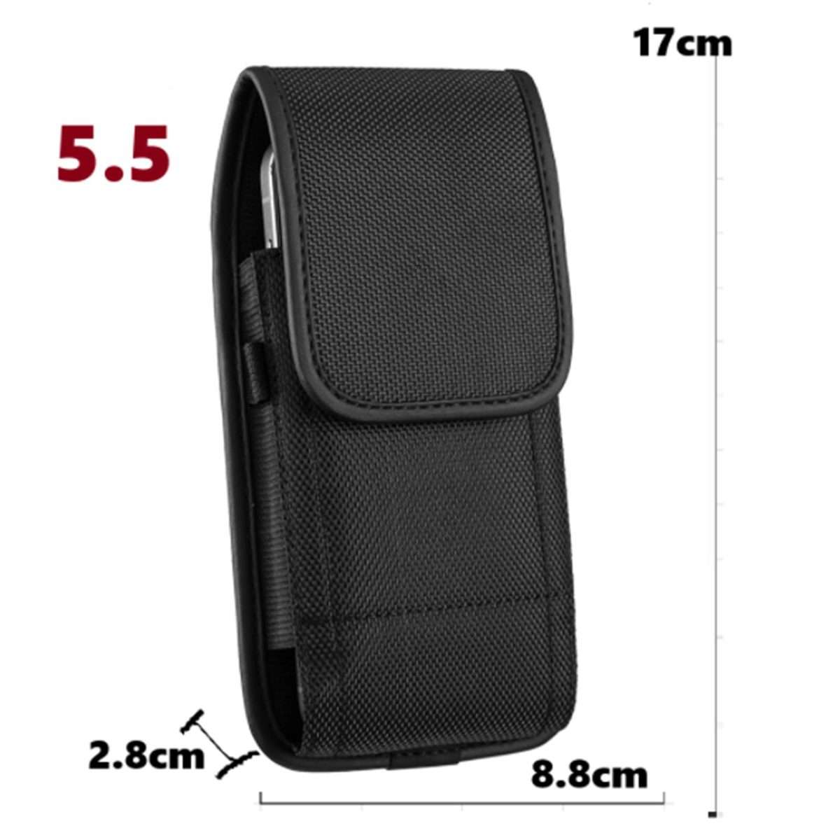 For 5.5 inch Universal Vertical Outdoor Phone Waist Bag(Black)