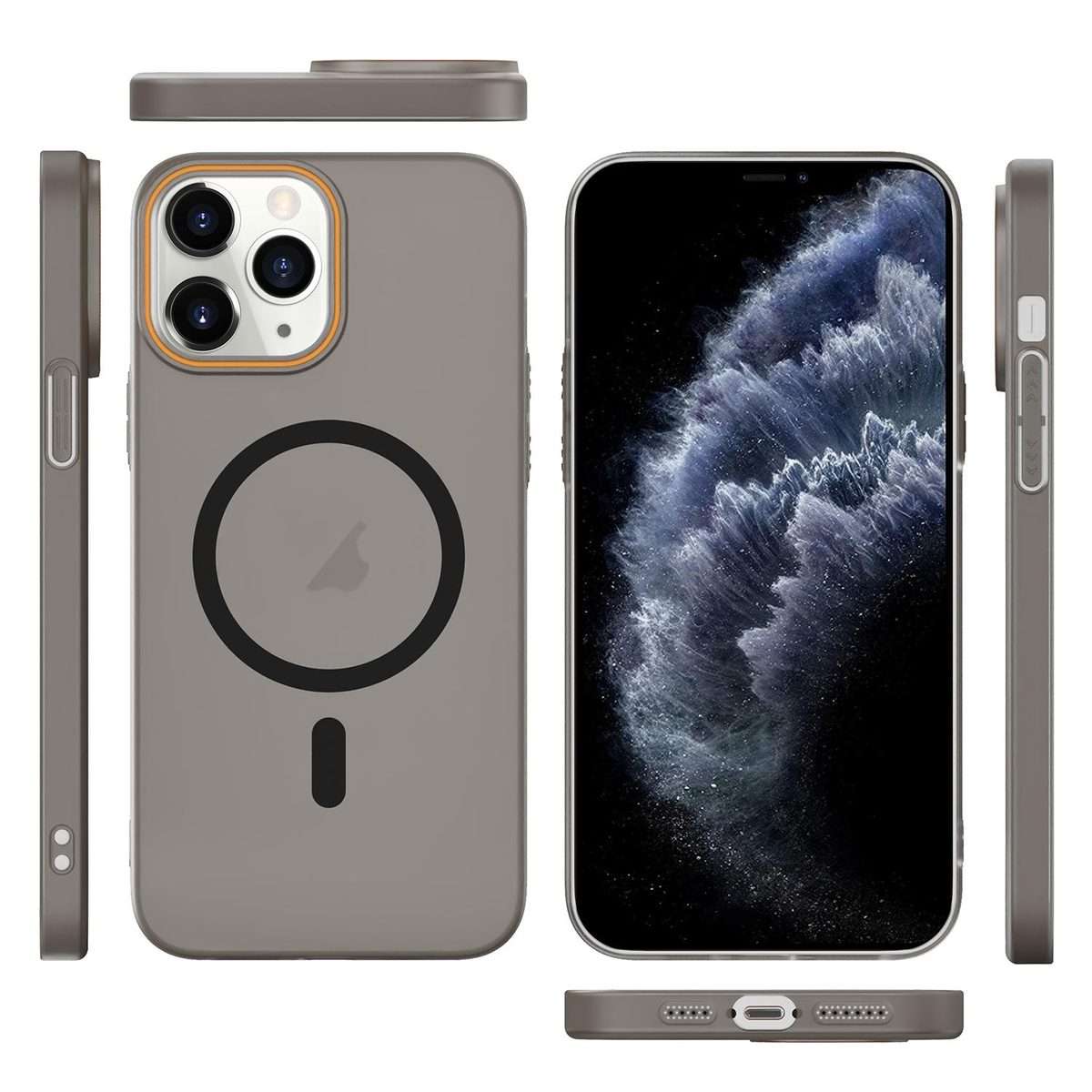 For iPhone 11 Pro Translucent Frosted Skin PC MagSafe Phone Case(Black)