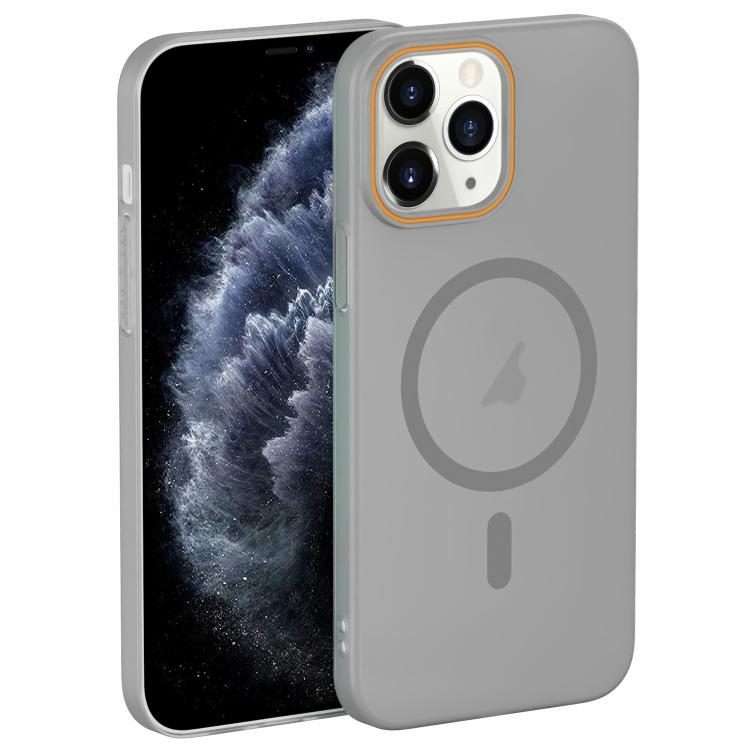 For iPhone 11 Pro Translucent Frosted Skin PC MagSafe Phone Case(Grey)