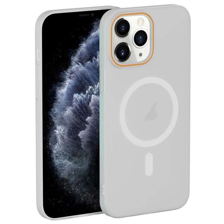 For iPhone 11 Pro Translucent Frosted Skin PC MagSafe Phone Case(White)