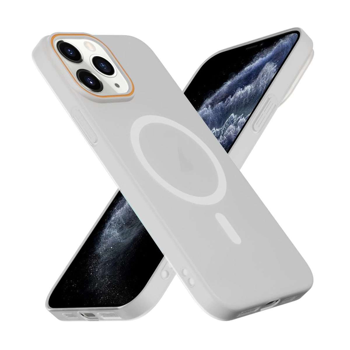 For iPhone 11 Pro Translucent Frosted Skin PC MagSafe Phone Case(White)