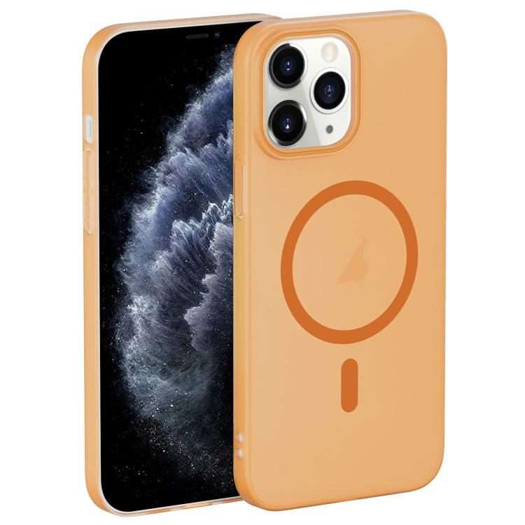 For iPhone 11 Pro Translucent Frosted Skin PC MagSafe Phone Case(Orange)