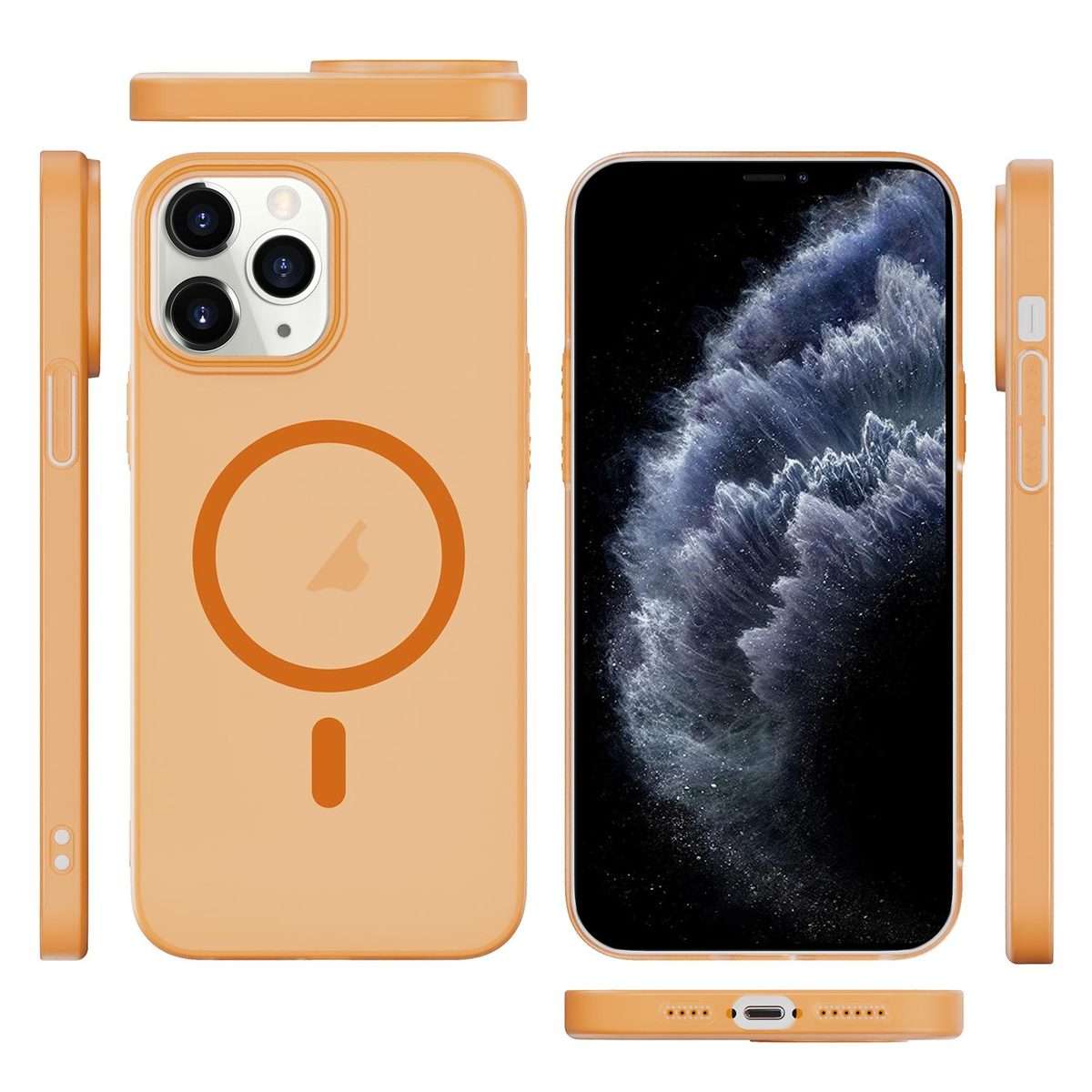 For iPhone 11 Pro Translucent Frosted Skin PC MagSafe Phone Case(Orange)
