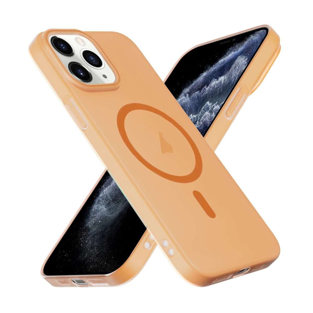 For iPhone 11 Pro Translucent Frosted Skin PC MagSafe Phone Case(Orange)