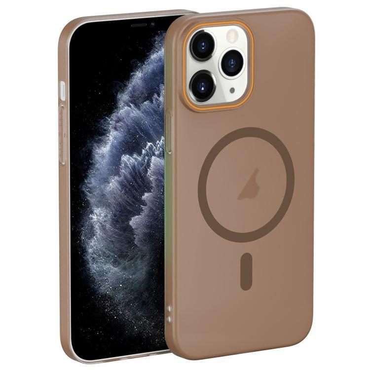 For iPhone 11 Pro Translucent Frosted Skin PC MagSafe Phone Case(Desert Gold)