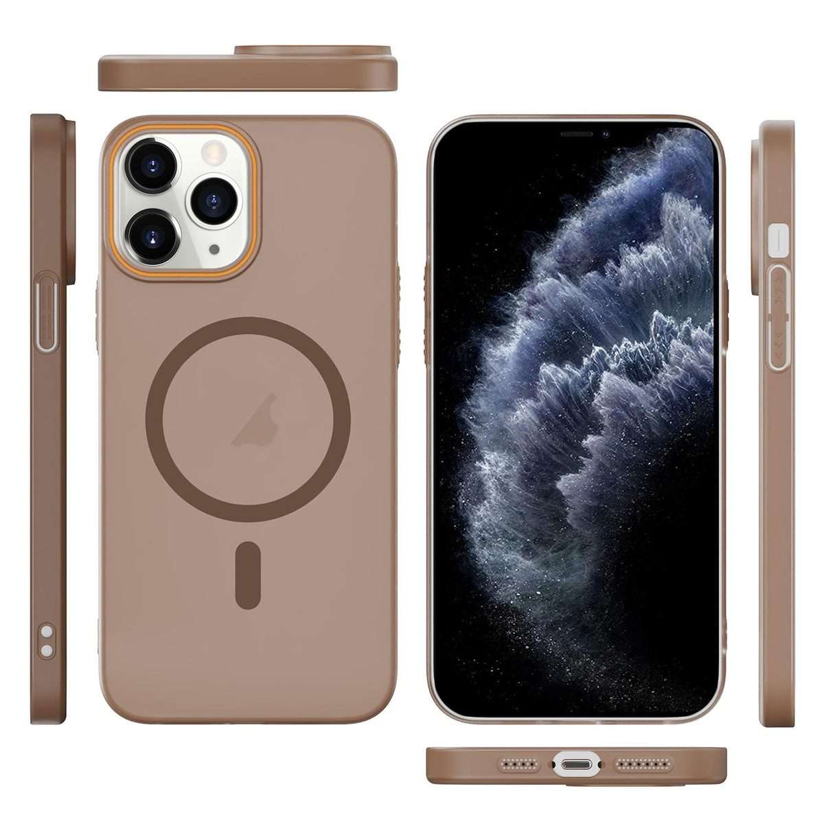 For iPhone 11 Pro Translucent Frosted Skin PC MagSafe Phone Case(Desert Gold)
