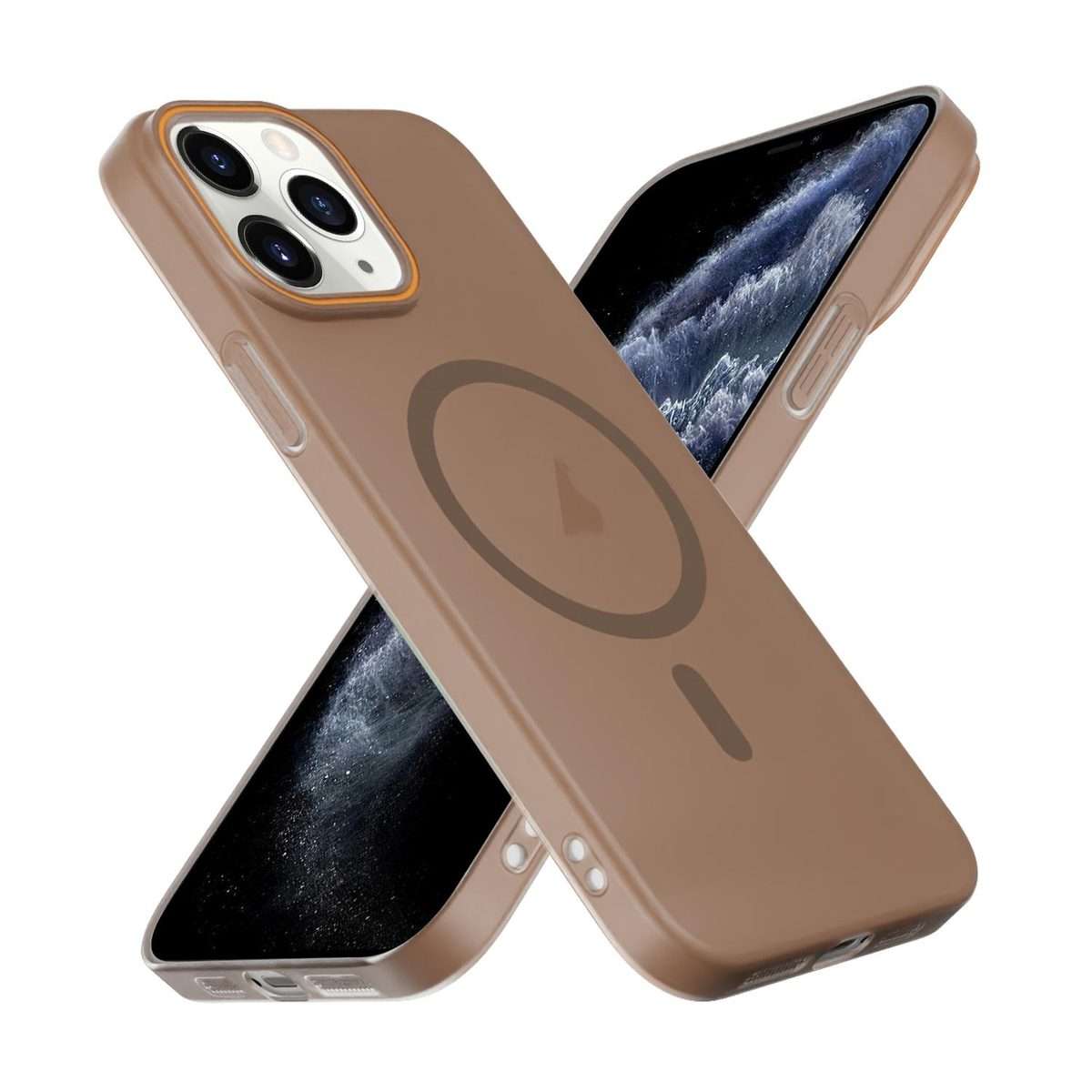 For iPhone 11 Pro Translucent Frosted Skin PC MagSafe Phone Case(Desert Gold)