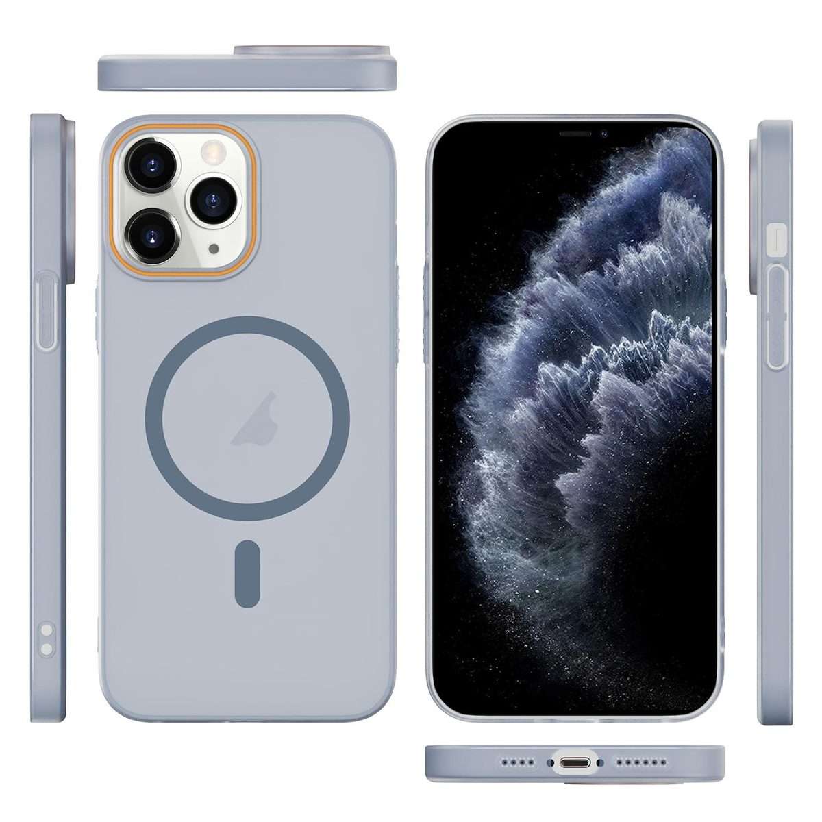 For iPhone 11 Pro Translucent Frosted Skin PC MagSafe Phone Case(Sierra Blue)