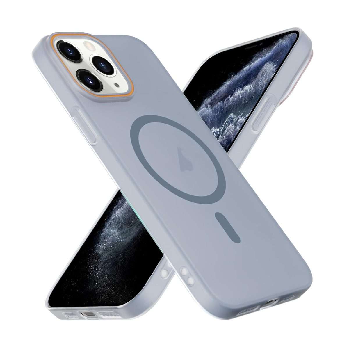 For iPhone 11 Pro Translucent Frosted Skin PC MagSafe Phone Case(Sierra Blue)
