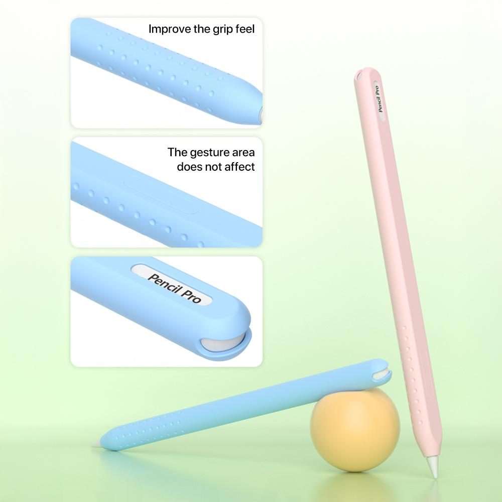 For Apple Pencil 2 / Pro Integrated Anti-roll Silicone Protective Stylus Pen Case(Pink)