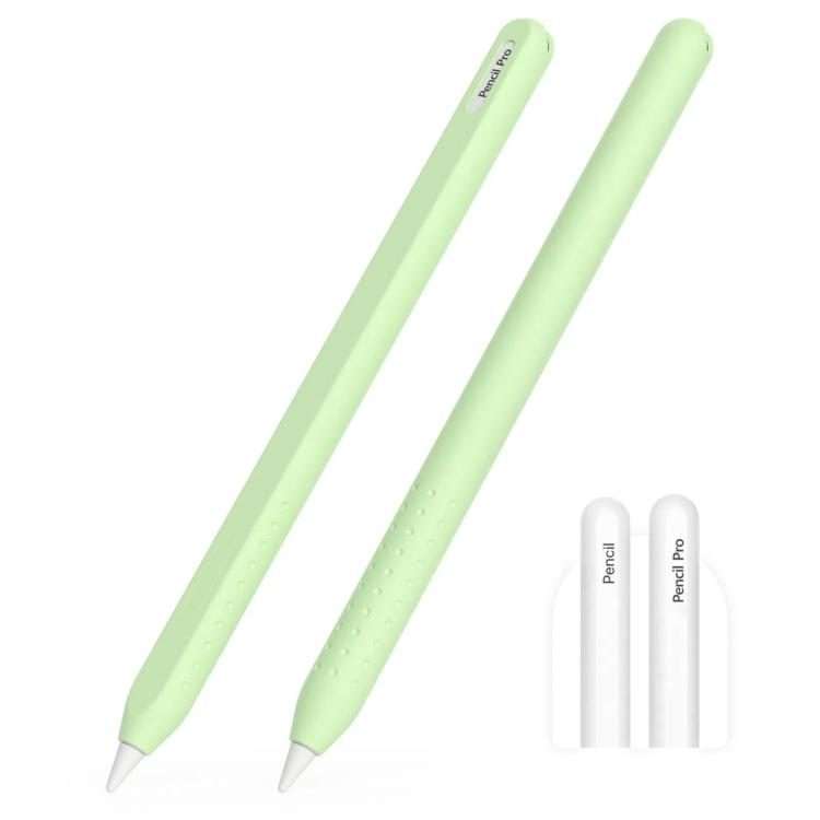 For Apple Pencil 2 / Pro Integrated Anti-roll Silicone Protective Stylus Pen Case(Green)