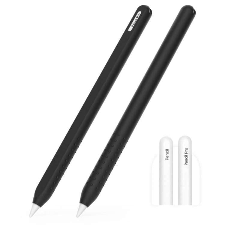 For Apple Pencil 2 / Pro Integrated Anti-roll Silicone Protective Stylus Pen Case(Black)