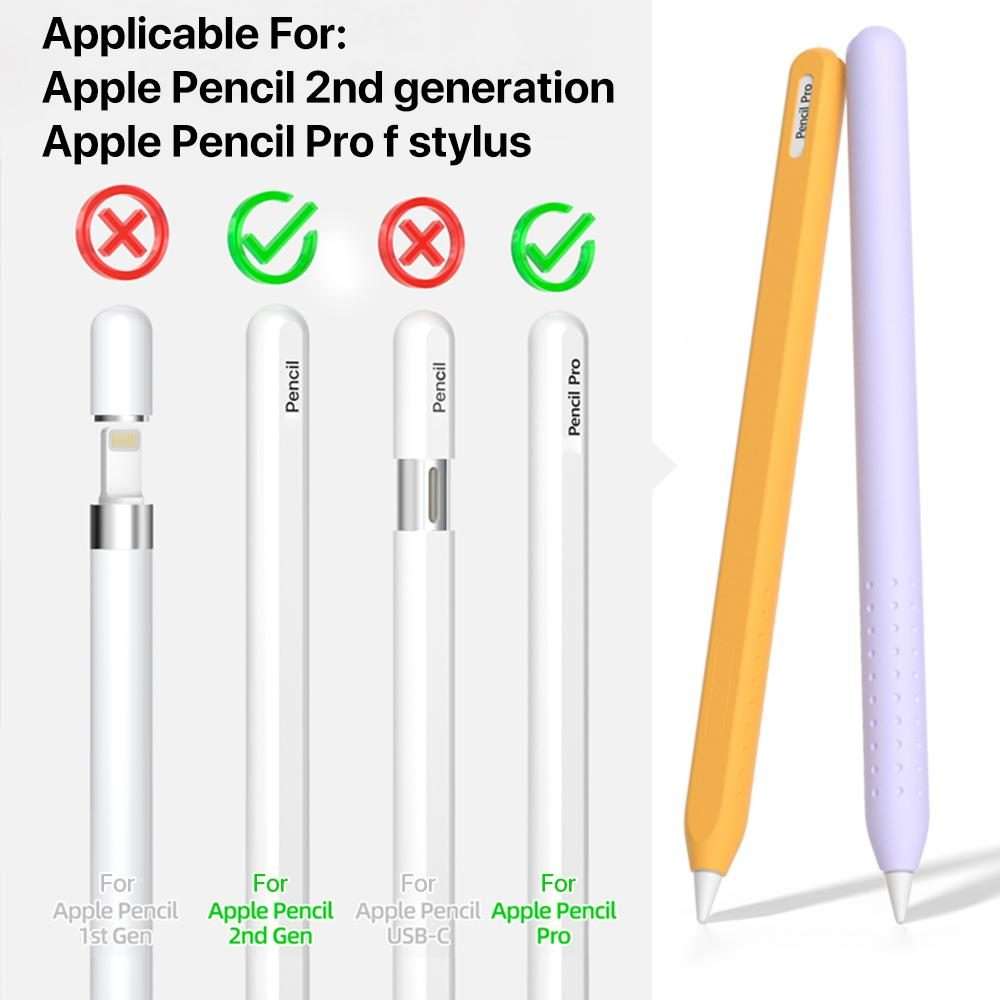For Apple Pencil 2 / Pro Integrated Anti-roll Silicone Protective Stylus Pen Case(Black)