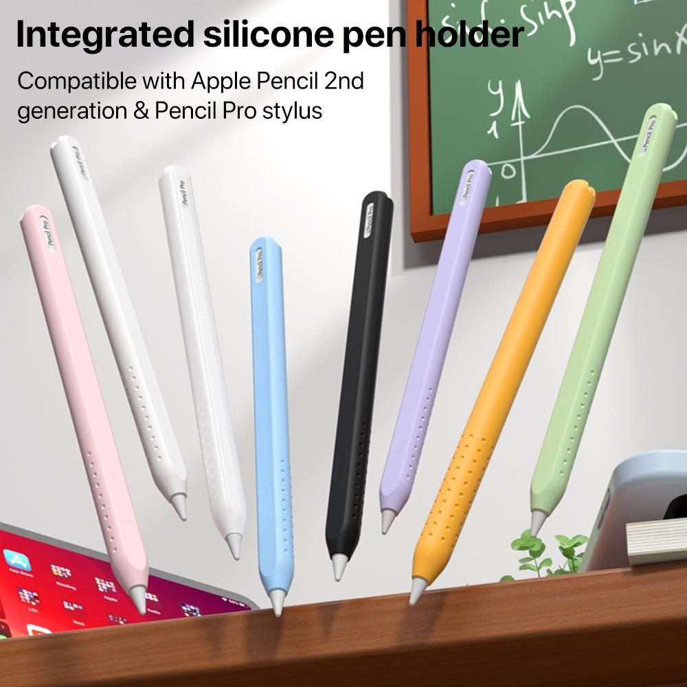 For Apple Pencil 2 / Pro Integrated Anti-roll Silicone Protective Stylus Pen Case(Black)