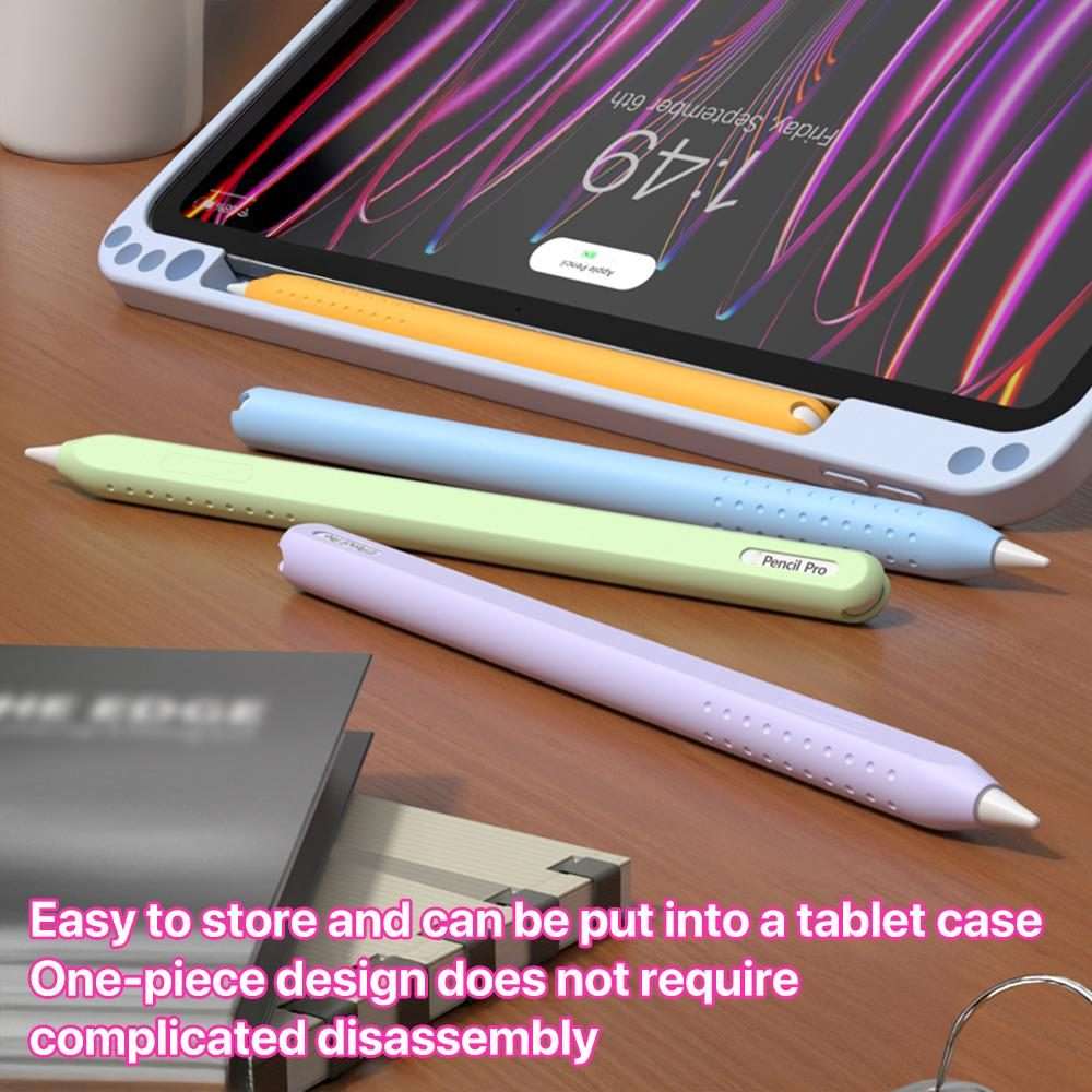 For Apple Pencil 2 / Pro Integrated Anti-roll Silicone Protective Stylus Pen Case(Black)