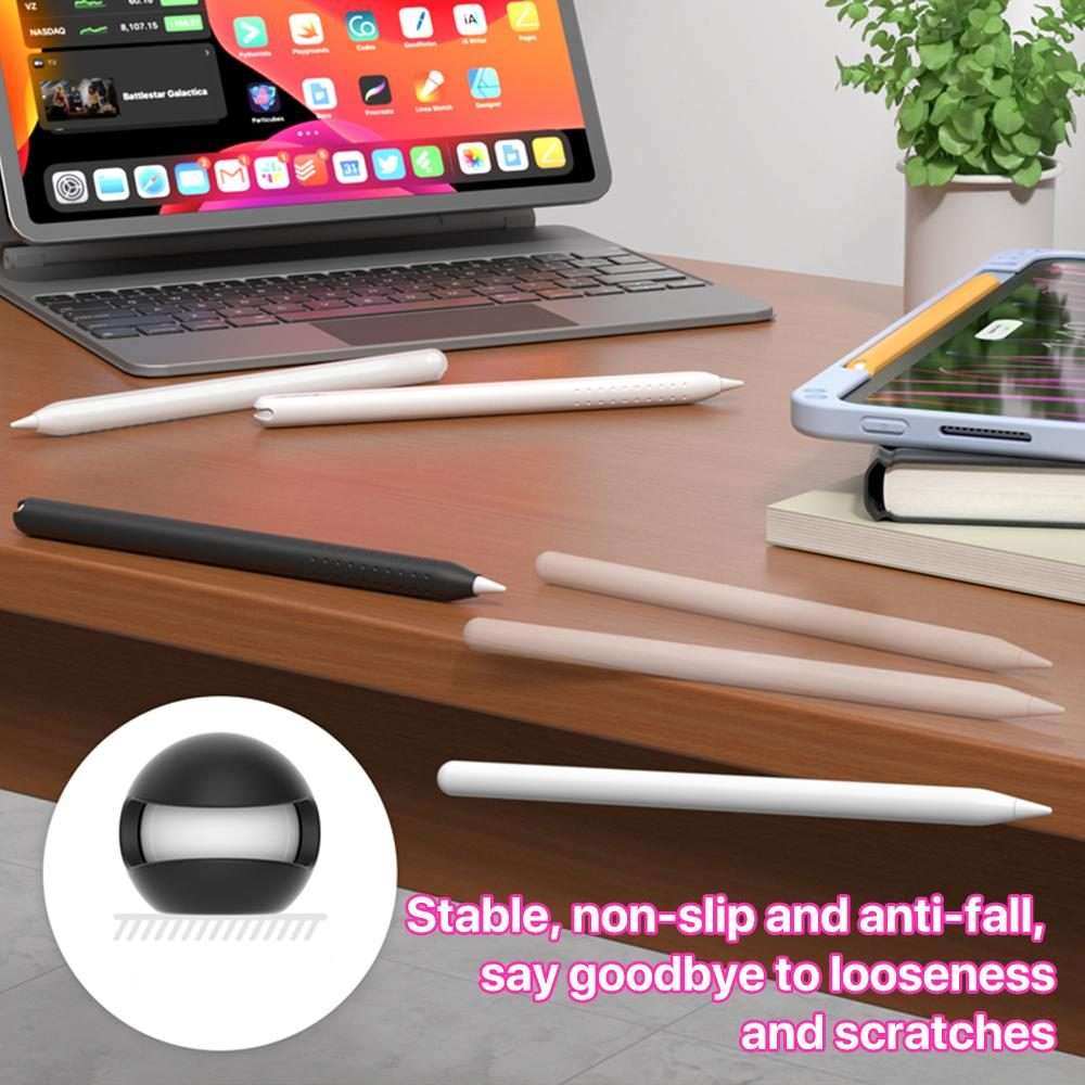For Apple Pencil 2 / Pro Integrated Anti-roll Silicone Protective Stylus Pen Case(Black)