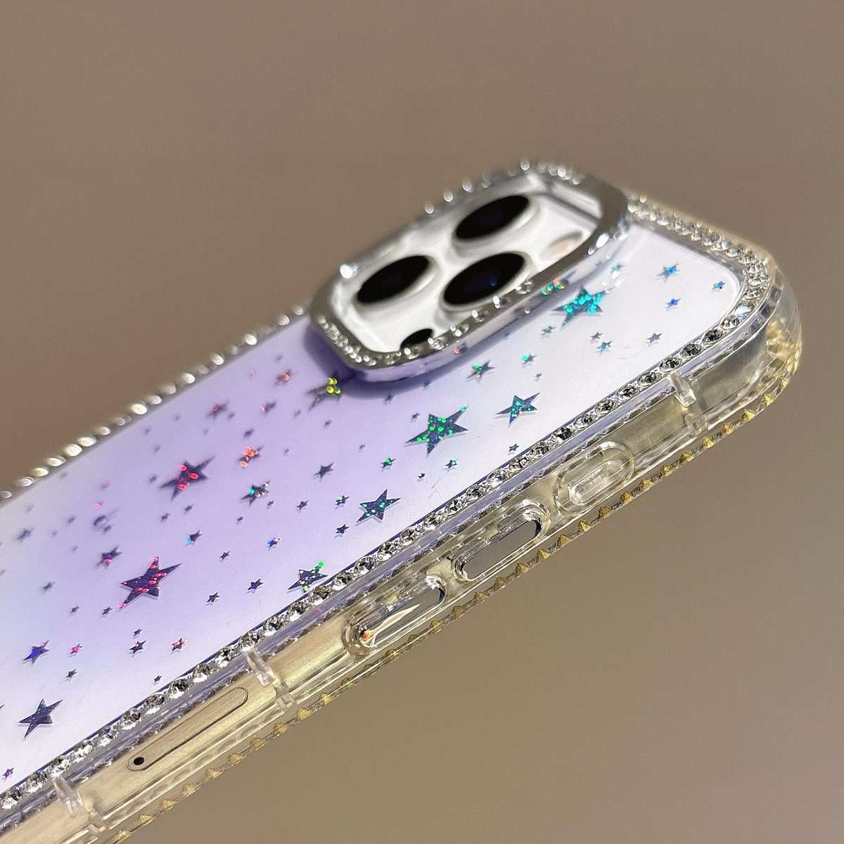 For iPhone 13 Pro Max Holographic Starry Pattern TPU Hybrid IMD Full Coverage Phone Case(Pink)