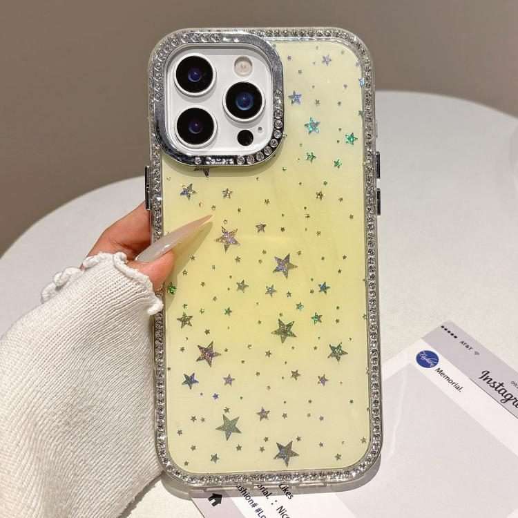 For iPhone 12 Pro Max Holographic Starry Pattern TPU Hybrid IMD Full Coverage Phone Case(Orange)