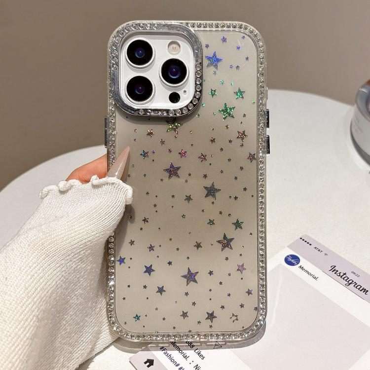 For iPhone 12 Pro Max Holographic Starry Pattern TPU Hybrid IMD Full Coverage Phone Case(Brown)