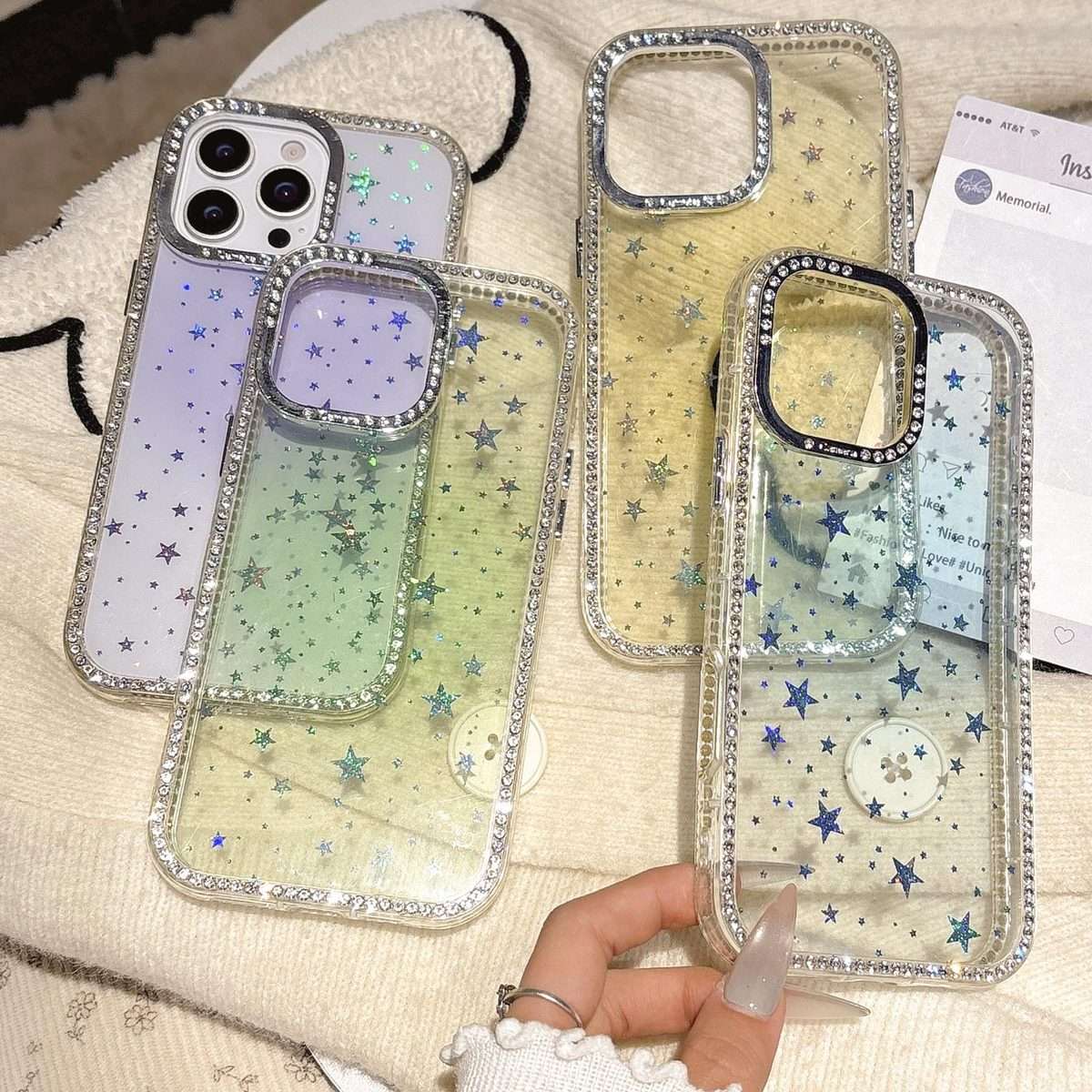 For iPhone 12 Pro Max Holographic Starry Pattern TPU Hybrid IMD Full Coverage Phone Case(Purple)