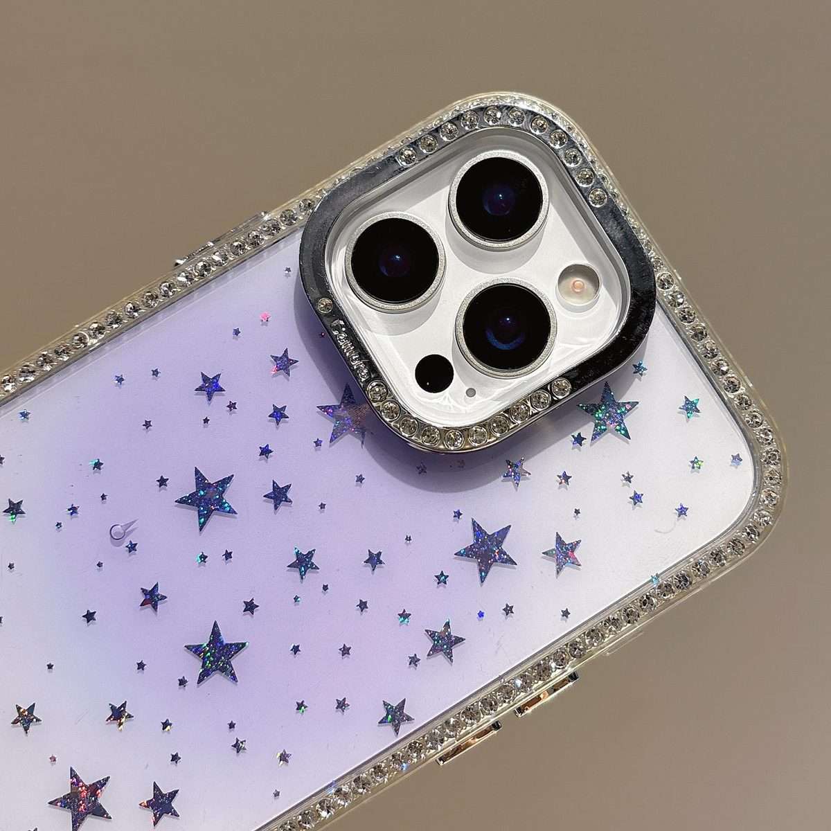 For iPhone 12 Pro Max Holographic Starry Pattern TPU Hybrid IMD Full Coverage Phone Case(Purple)
