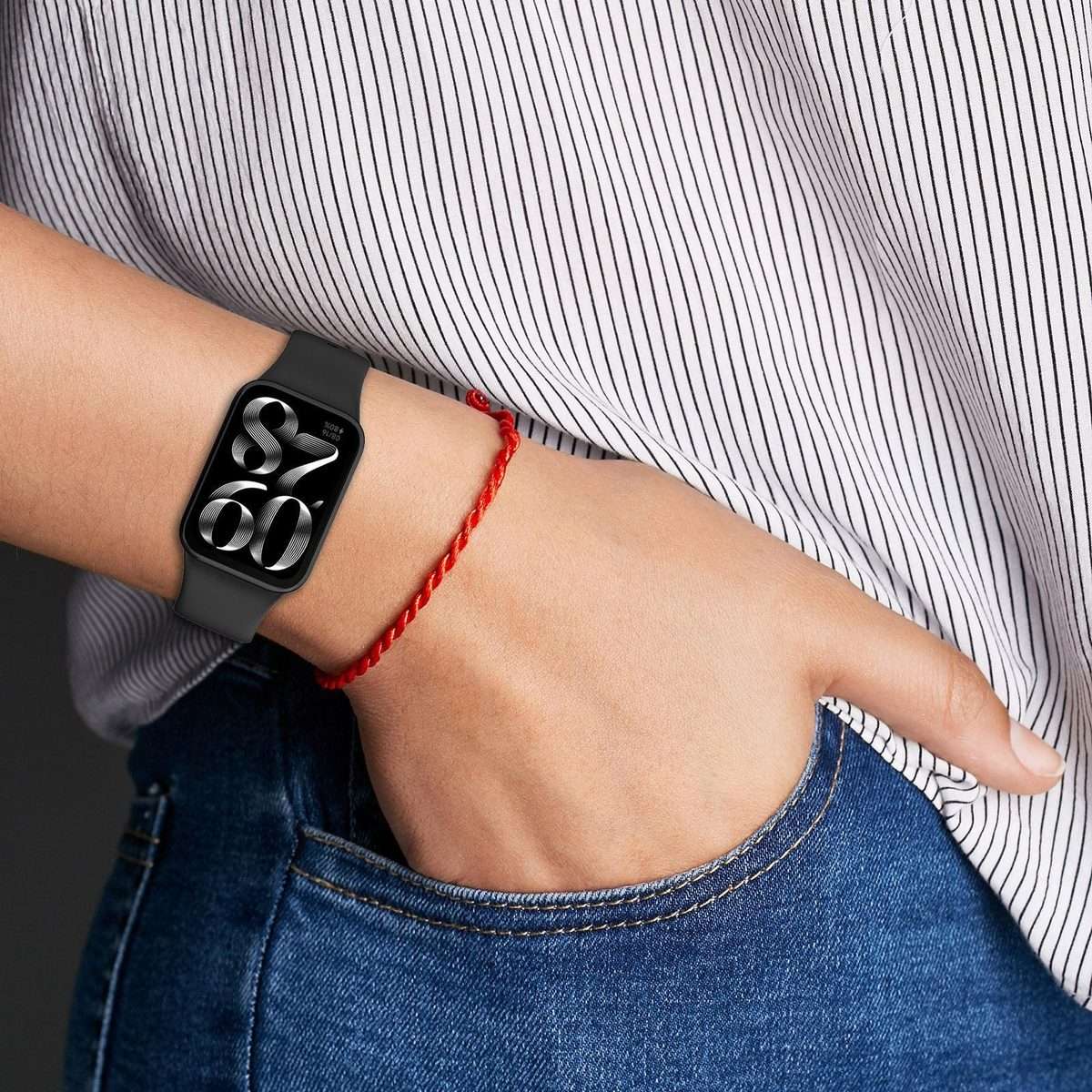 For Redmi Watch 6 / 5 / Xiaomi Band 9 Pro xDfind Solid Color Black Buckle Silicon ... (Light Pink)