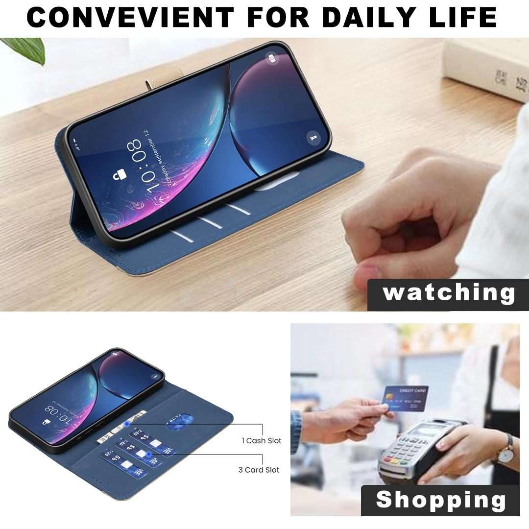 For Redmi Note 14 Pro 4G Splicing Color Hollow Flower Pattern RFID Leather Phone Case(Dark Blue)