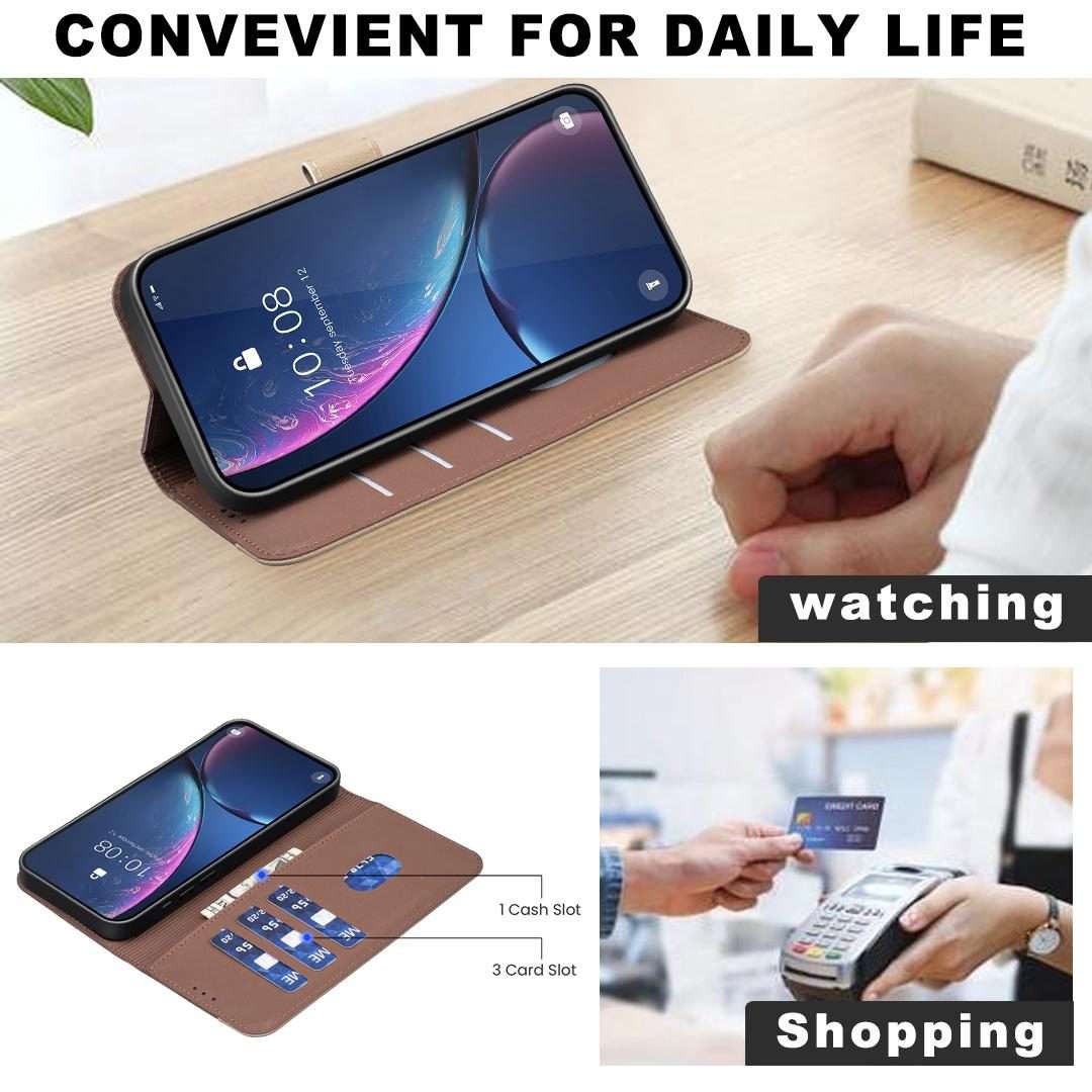 For Redmi Note 14 5G Splicing Color Hollow Flower Pattern RFID Leather Phone Case(Brown)