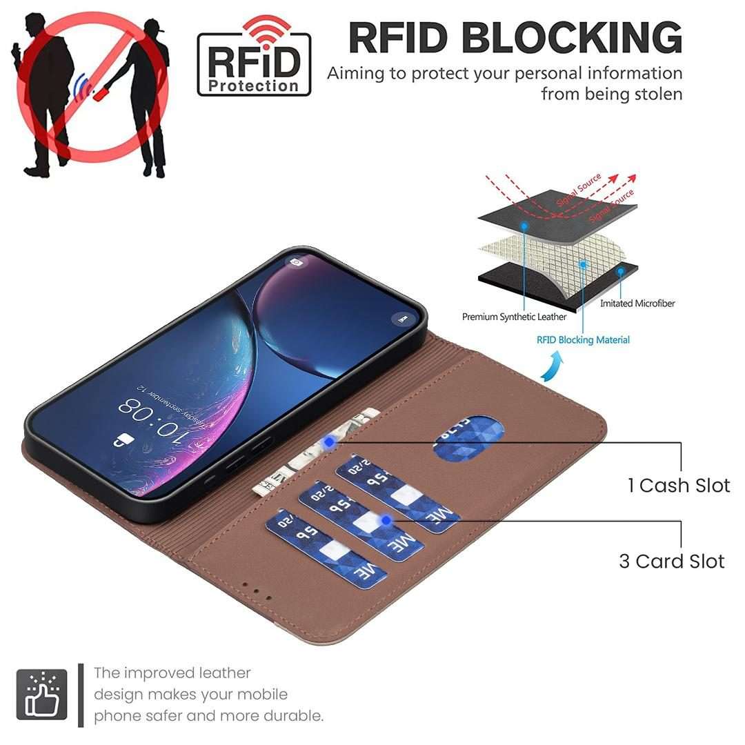 For Redmi Note 14 Pro 5G / 14 Pro+ 5G Splicing Color Hollow Flower Pattern RFID Leathe ... (Brown)