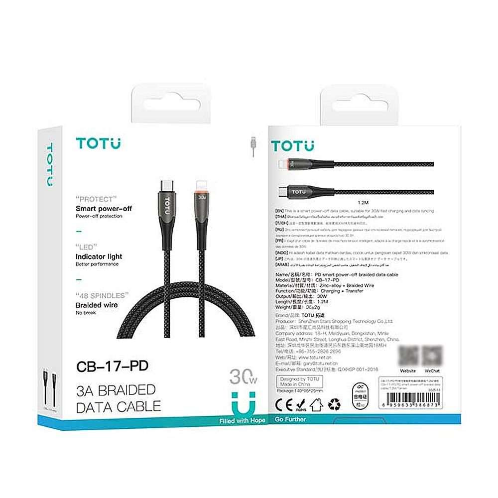 TOTU CB-17-PD 30W USB-C / Type-C to 8 Pin Smart Power-off Data Cable, Length:1.2m(Tarnish)