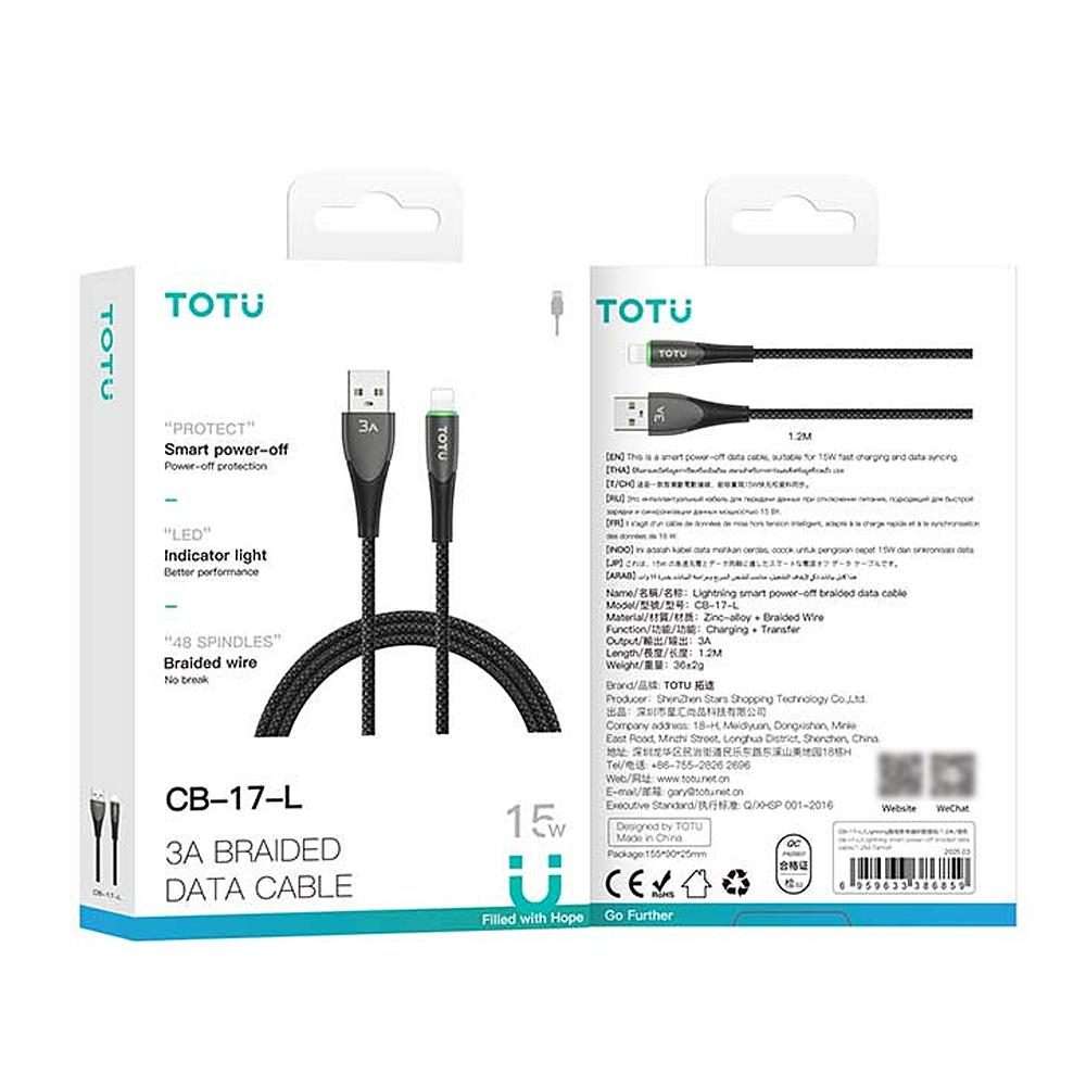 TOTU CB-17-L 15W USB to 8 Pin Smart Power-off Data Cable, Length:1.2m(Tarnish)