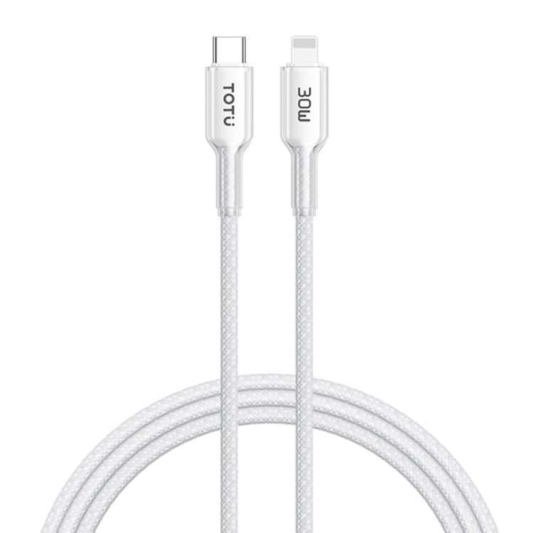 TOTU CB-20-PD 30W USB-C / Type-C to 8 Pin Crystals Braided Data Cable, Length:1.2m(White)