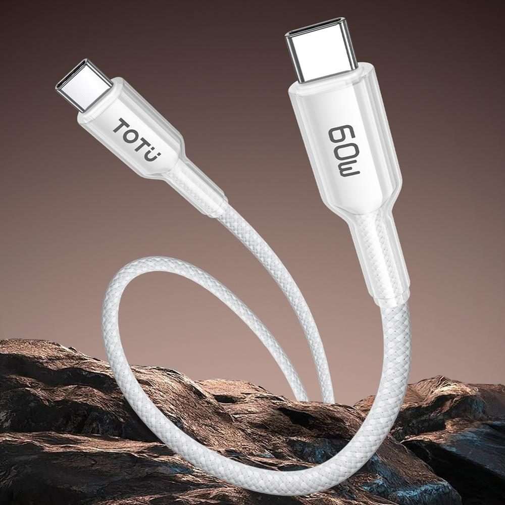 TOTU CB-20-PD 30W USB-C / Type-C to 8 Pin Crystals Braided Data Cable, Length:1.2m(White)
