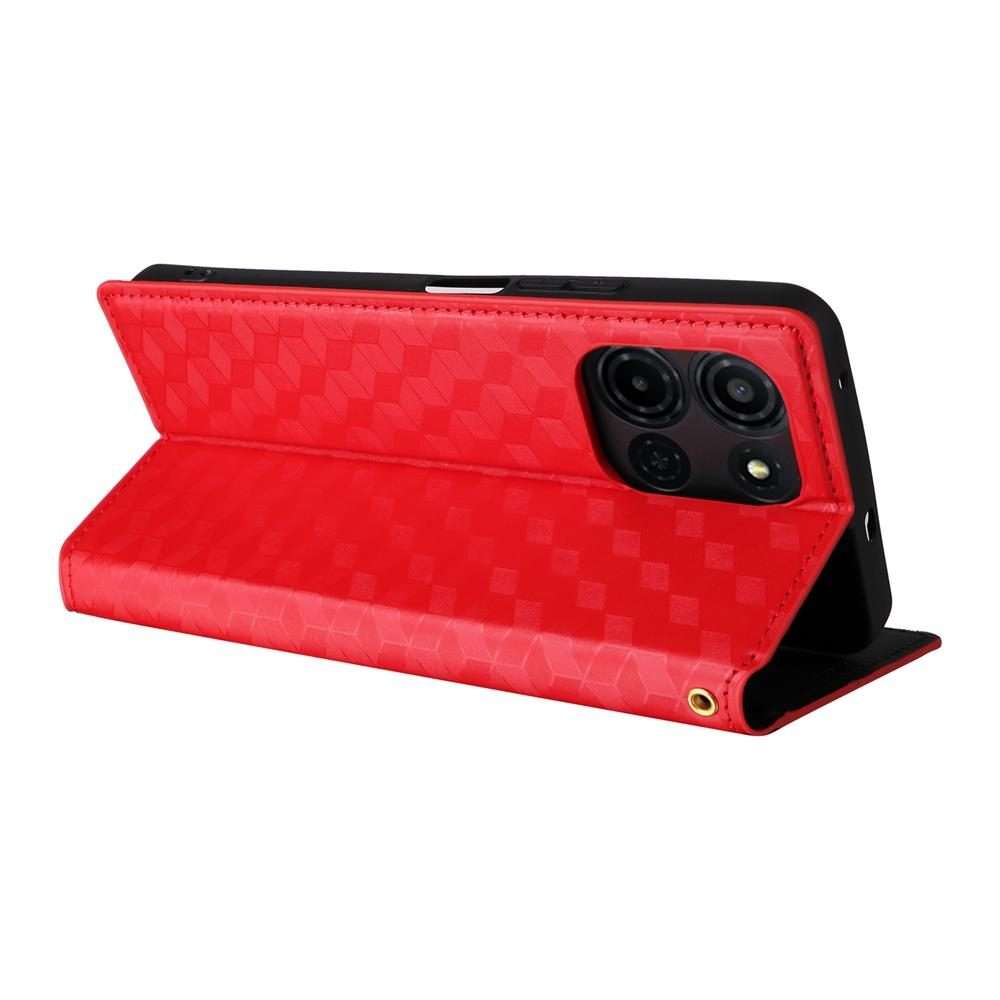 For TCL K32 5G / K33 5G Cubic Grid Texture Flip Leather Phone Case(Red)