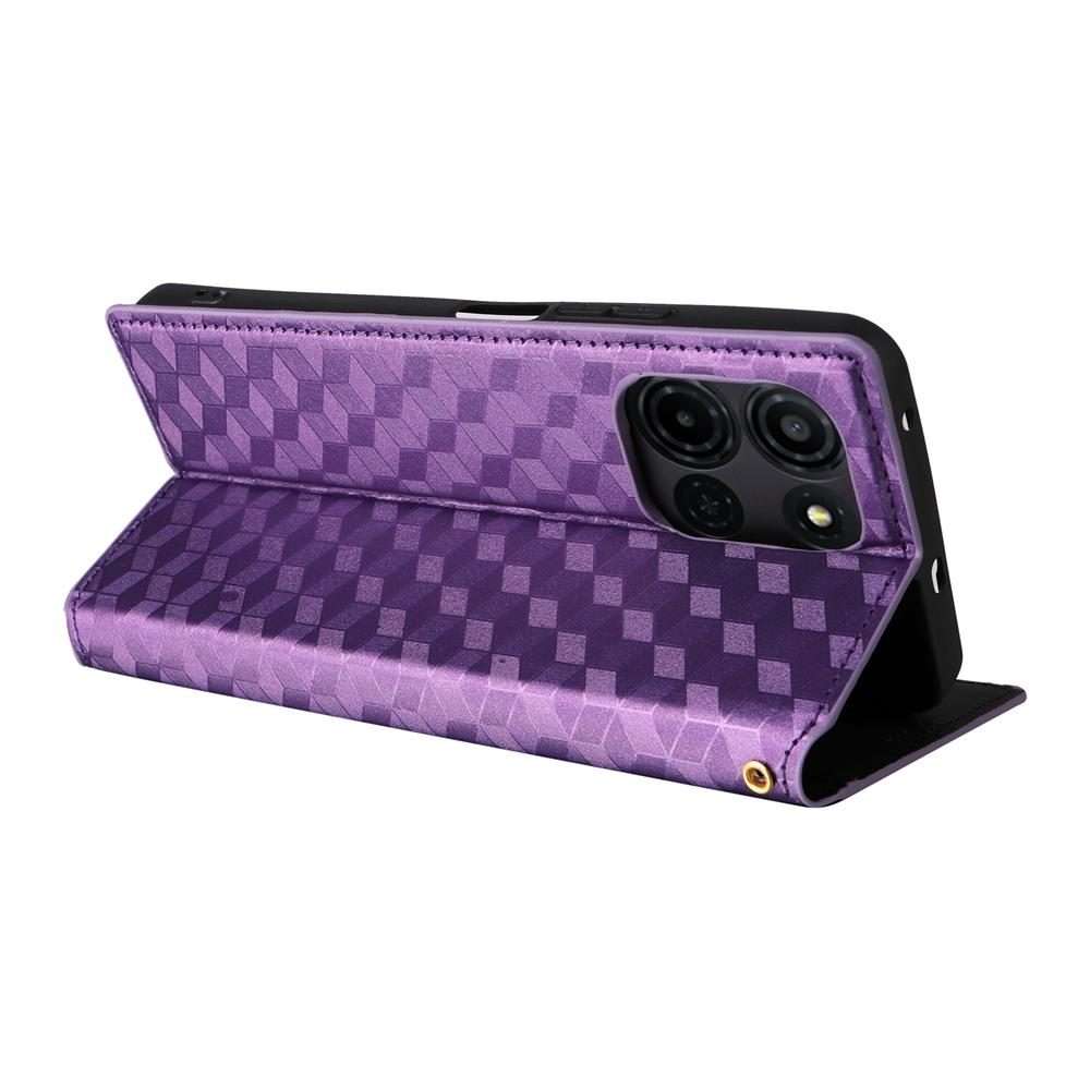 For TCL K32 5G / K33 5G Cubic Grid Texture Flip Leather Phone Case(Purple)