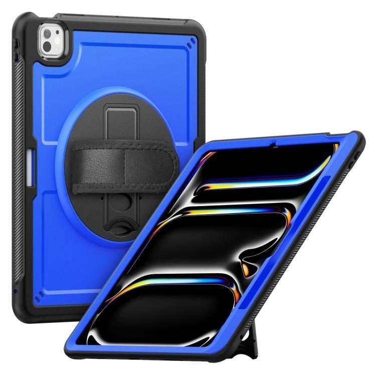 For iPad Pro 13 2025 / 2024 Honeycomb Hand Grip Turntable Stand Tablet Case(Dark Blue)