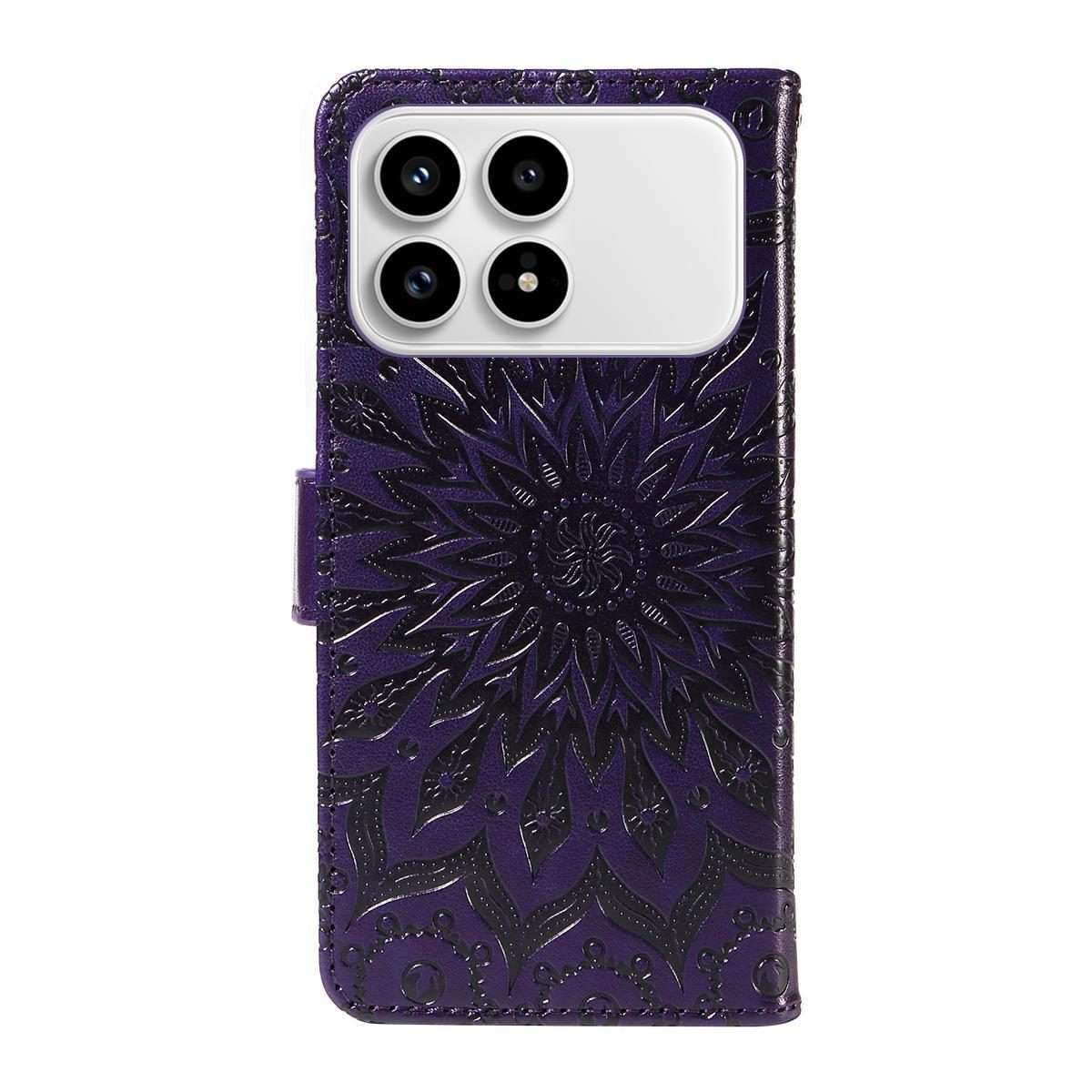 For Redmi K90 / Poco F8 Pro Embossed Sunflower Pattern Flip Leather Phone Case(Purple)