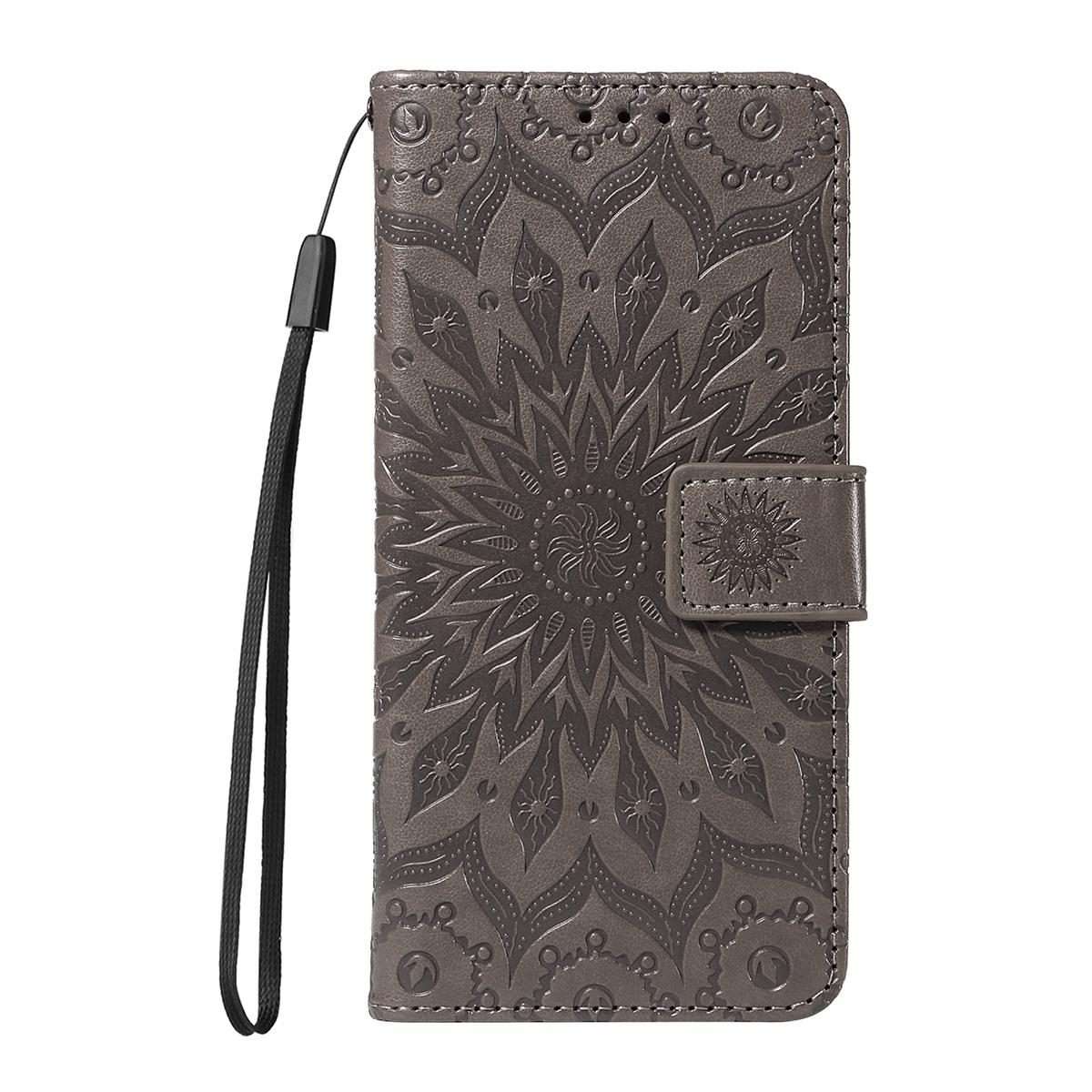 For Redmi K90 / Poco F8 Pro Embossed Sunflower Pattern Flip Leather Phone Case(Grey)