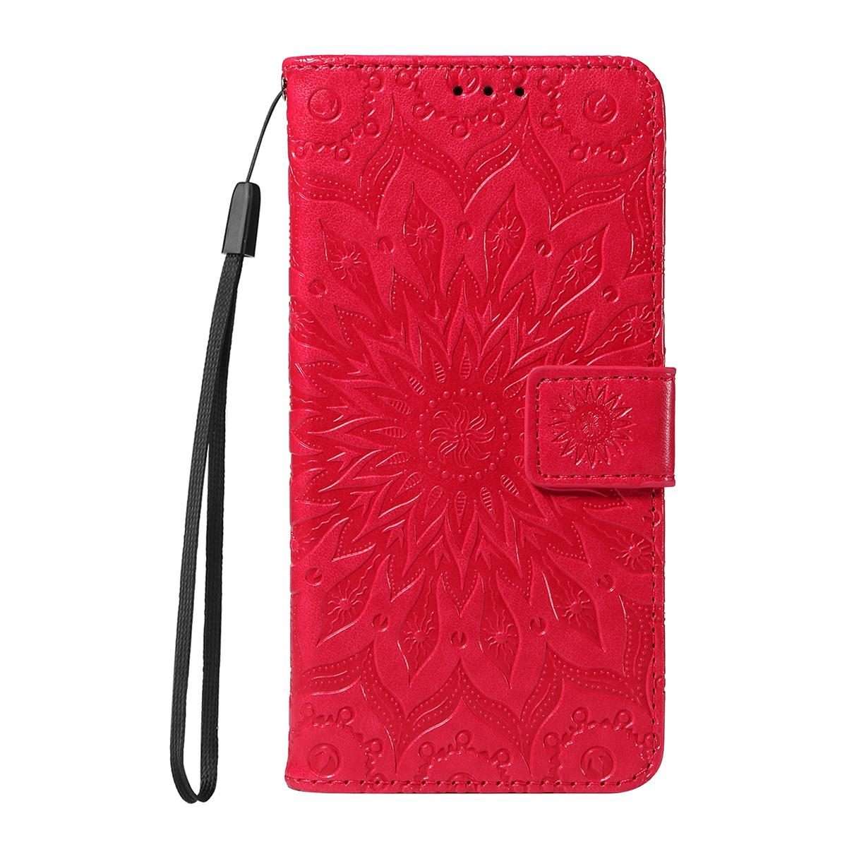 For Redmi K90 / Poco F8 Pro Embossed Sunflower Pattern Flip Leather Phone Case(Red)