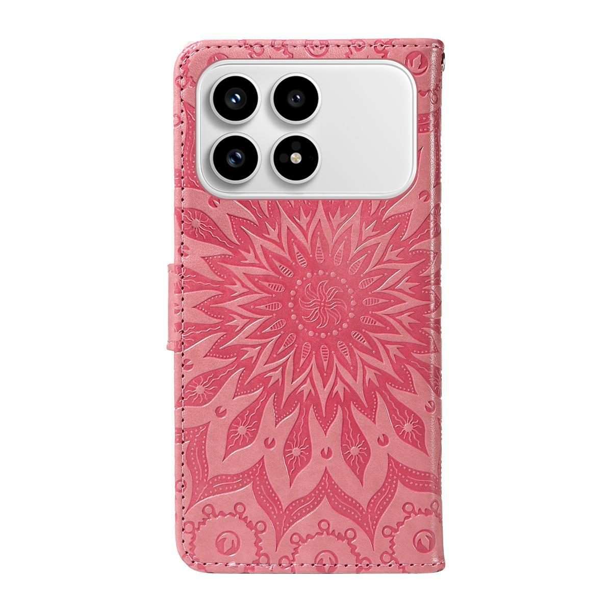 For Redmi K90 / Poco F8 Pro Embossed Sunflower Pattern Flip Leather Phone Case(Pink)