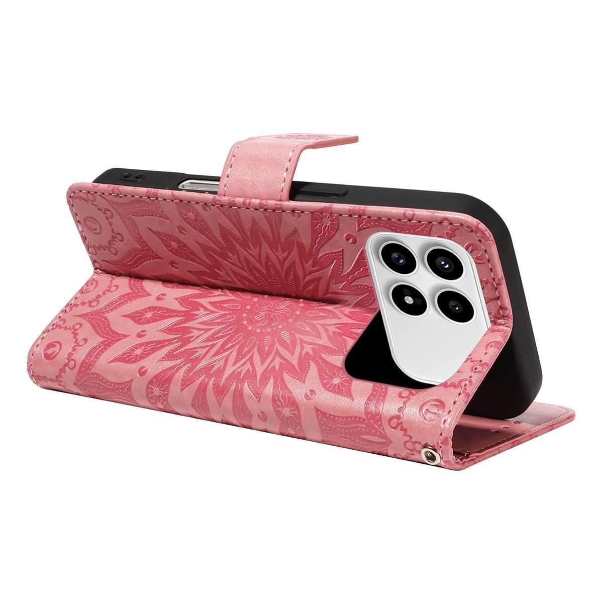 For Redmi K90 / Poco F8 Pro Embossed Sunflower Pattern Flip Leather Phone Case(Pink)