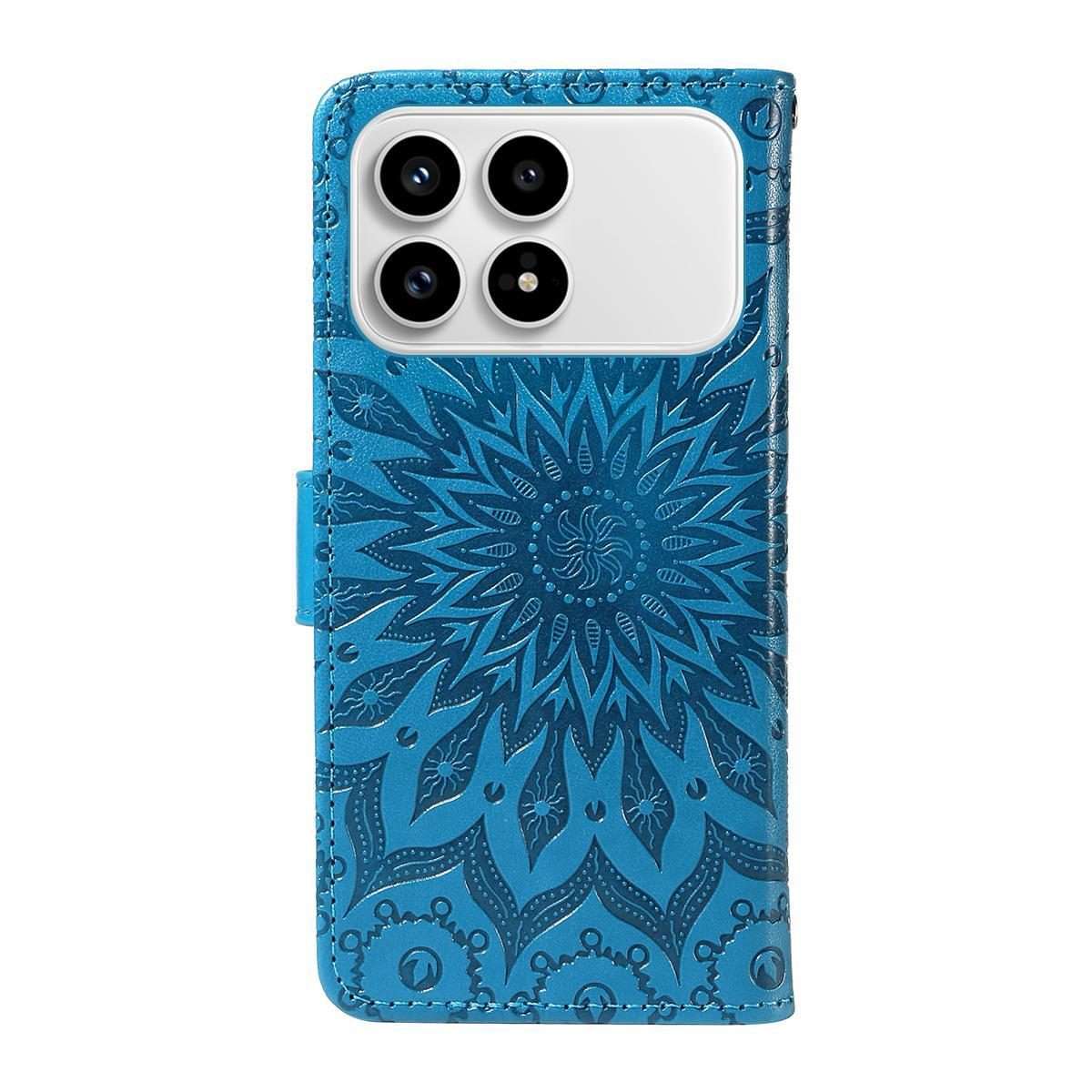 For Redmi K90 / Poco F8 Pro Embossed Sunflower Pattern Flip Leather Phone Case(Blue)