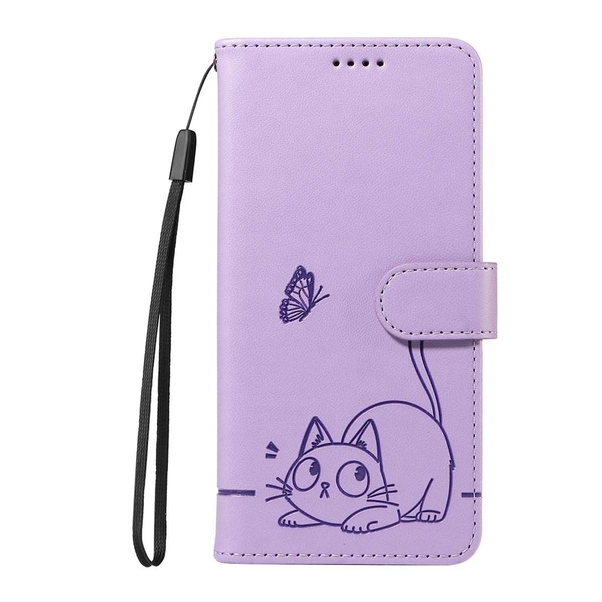 For Redmi K90 Pro Max/Poco F8 Ultra Adorable Cat Embossed Pattern Flip Leather Phone Case(Purple)