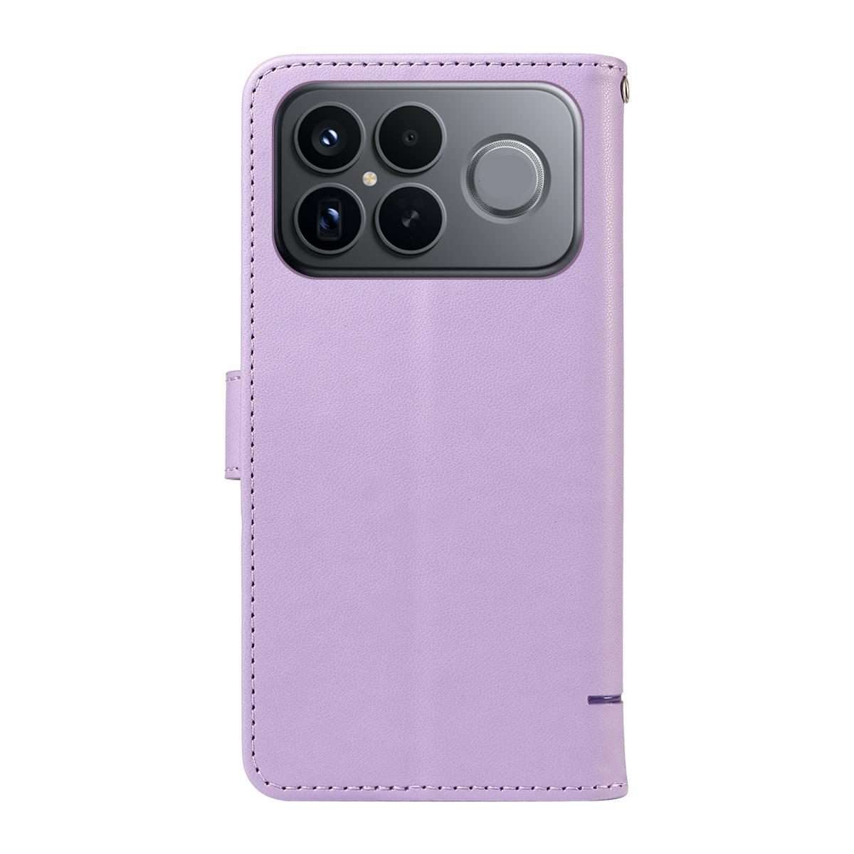 For Redmi K90 Pro Max/Poco F8 Ultra Adorable Cat Embossed Pattern Flip Leather Phone Case(Purple)