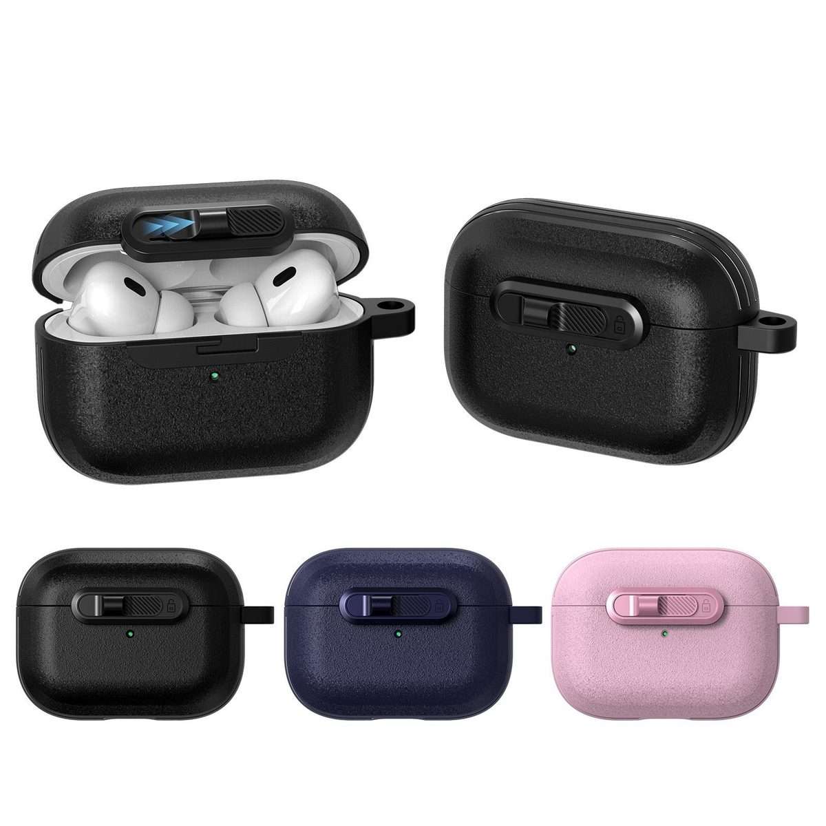 For AirPods Pro Starry Texture Lock Buckle Shockproof Earphones Case(Pink)