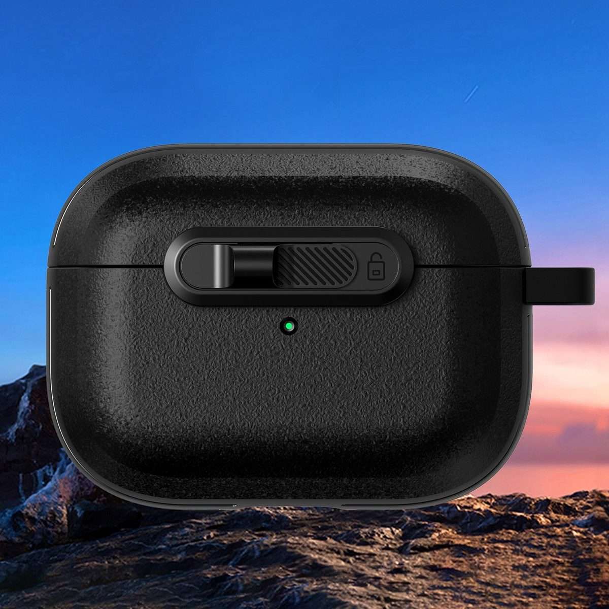 For AirPods Pro Starry Texture Lock Buckle Shockproof Earphones Case(Black)