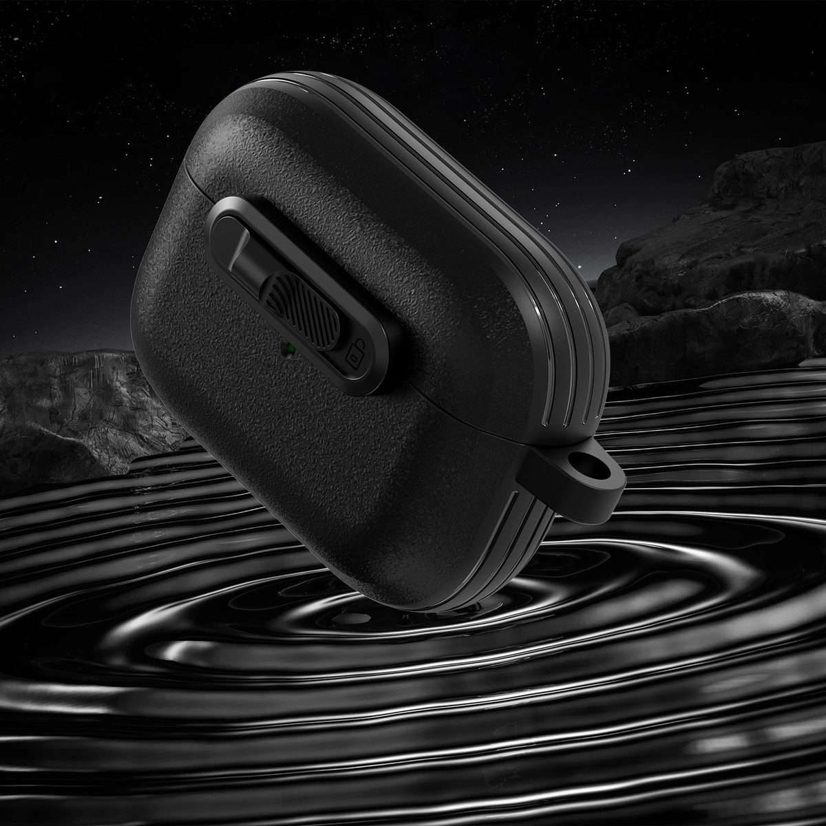 For AirPods Pro Starry Texture Lock Buckle Shockproof Earphones Case(Black)