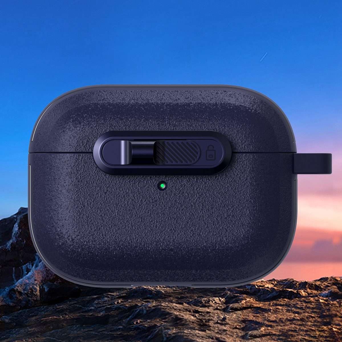 For AirPods Pro Starry Texture Lock Buckle Shockproof Earphones Case(Dark Blue)