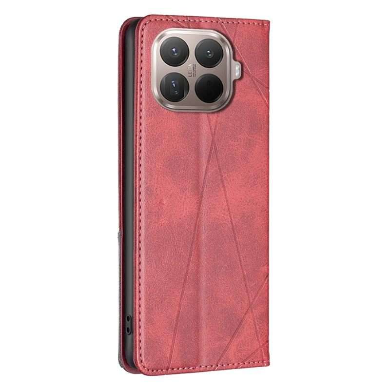 For Xiaomi 15T Pro Rhombus Texture Magnetic Leather Phone Case(Red)